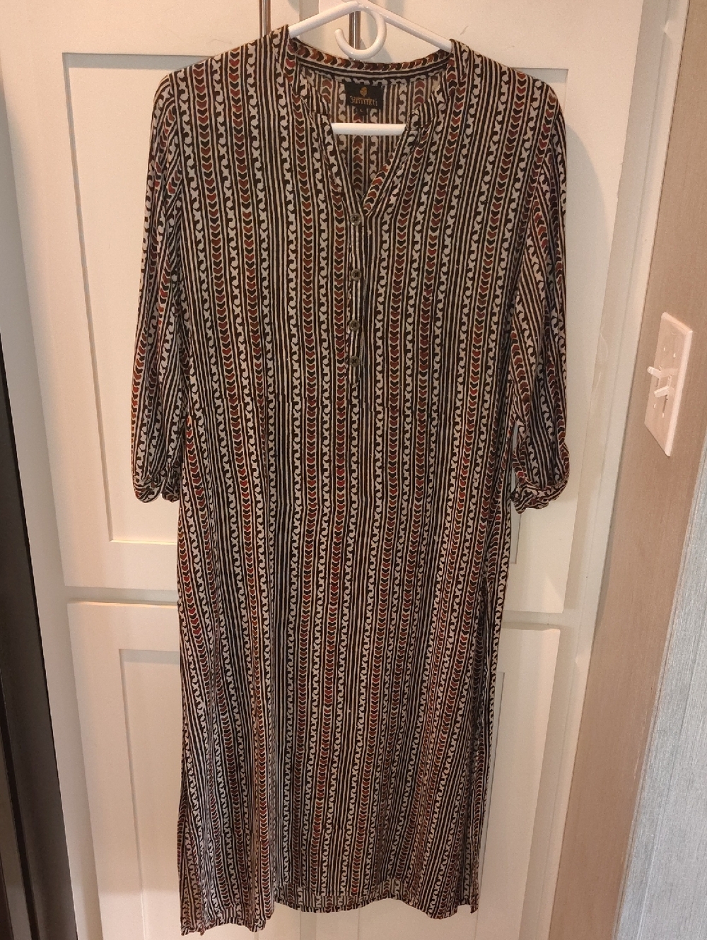 Source Unknown Vertical Striped Camisole Dress in Black and Brown